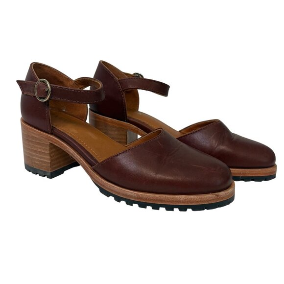 Portland Leather Goods Patina Brown Mary Jane Heeled Shoes Womens Size 6 Leather - Picture 1 of 11